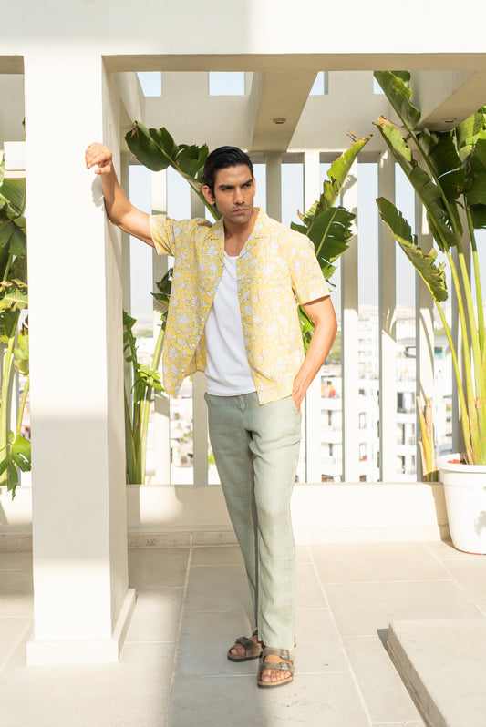 Celosia Lime Bowling Half Sleeve Shirt