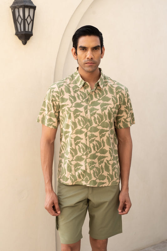 Green Leaf Half Sleeve Shirt