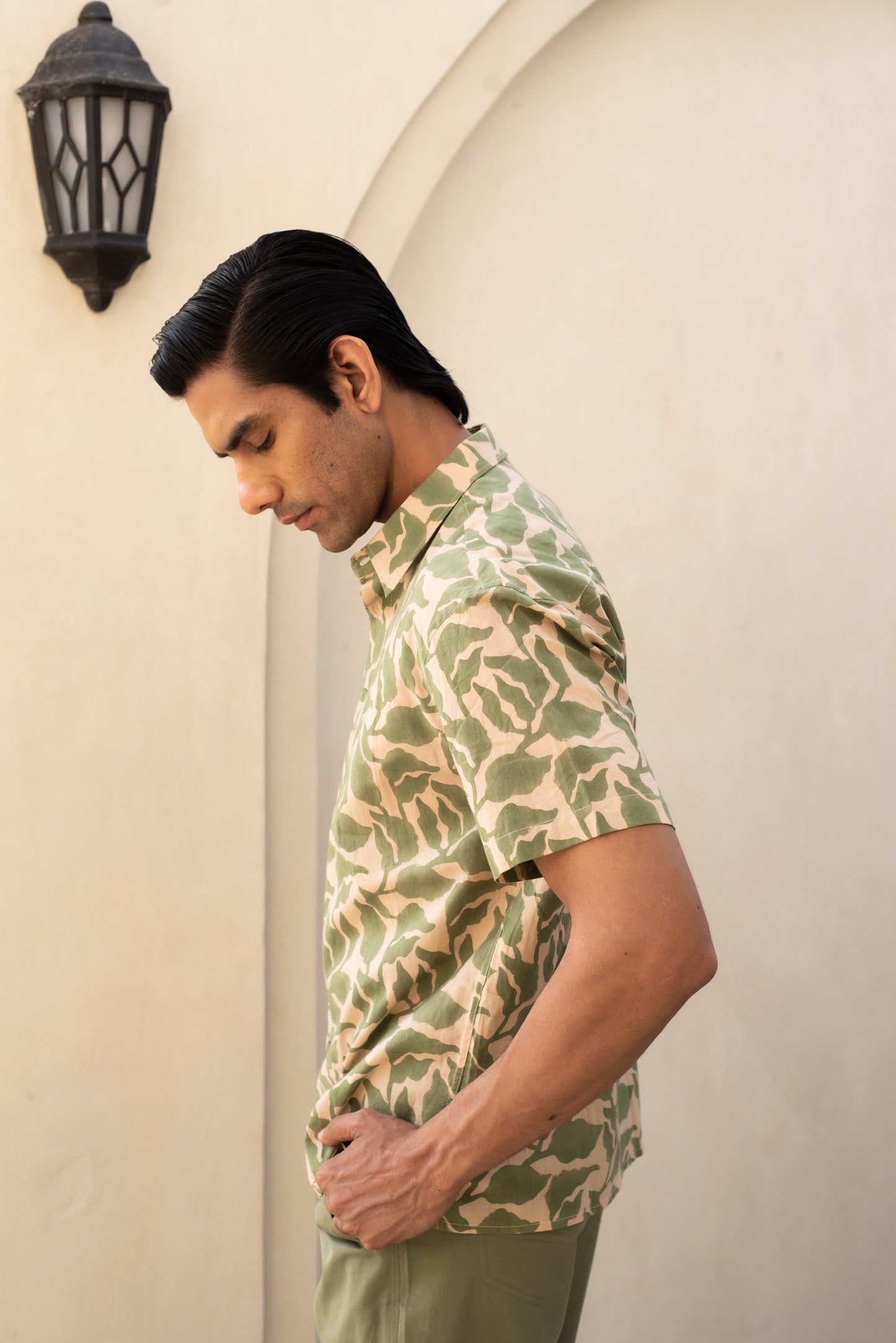 Green Leaf Half Sleeve Shirt