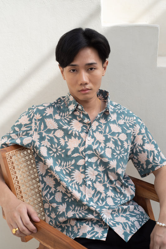 Celosia Green Half Sleeve Shirt