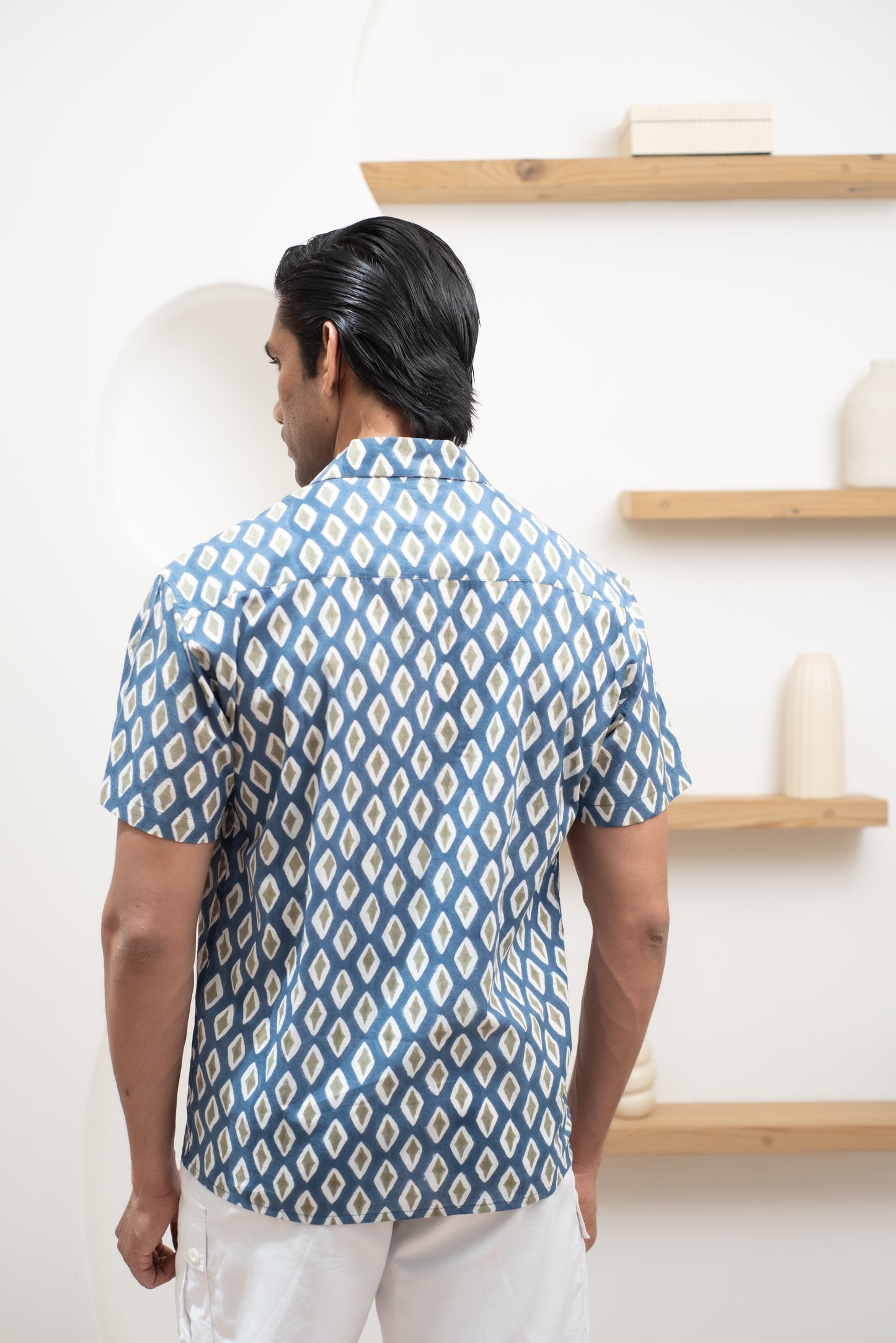 Safari Blue Bowling Half Sleeve Shirt