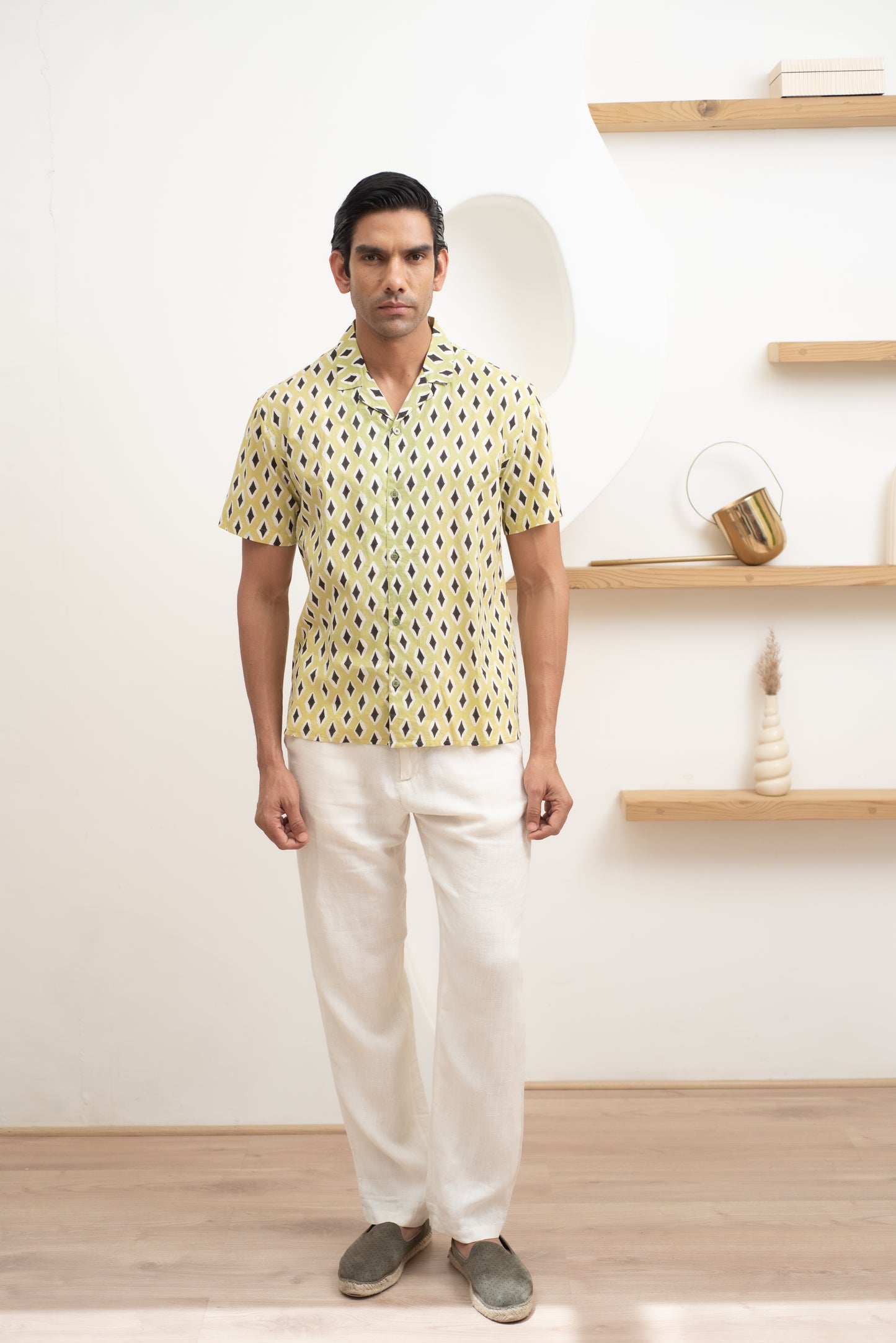Safari Green Bowling Half Sleeve Shirt