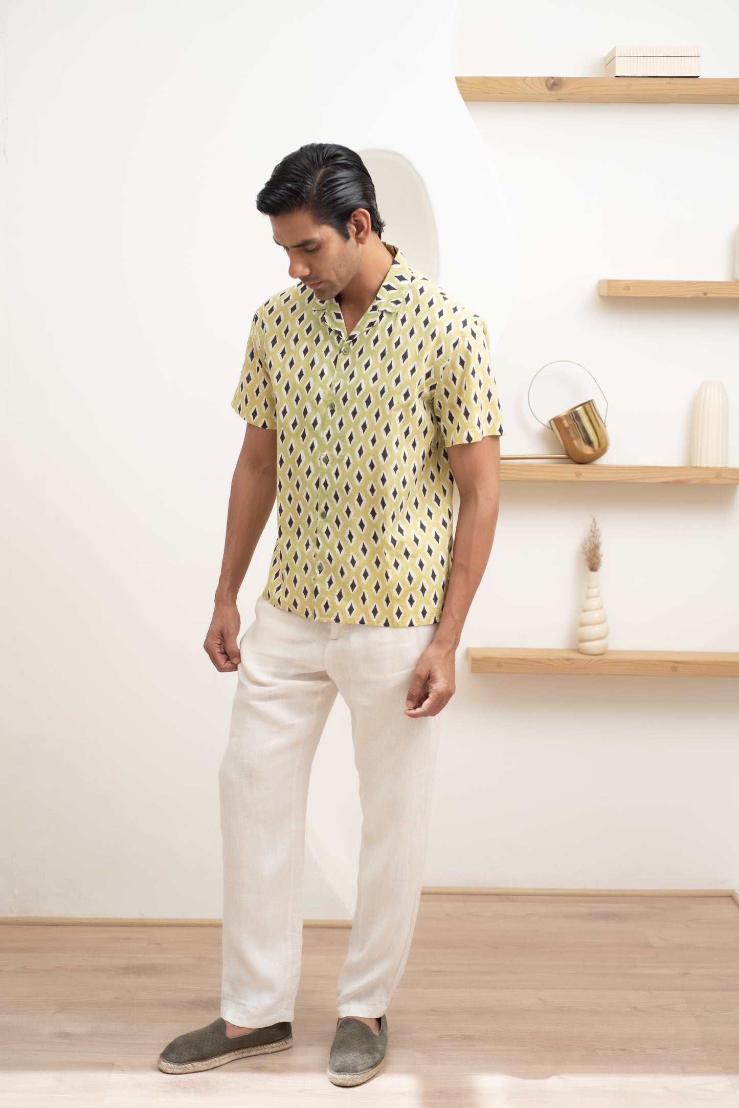 Safari Green Bowling Half Sleeve Shirt