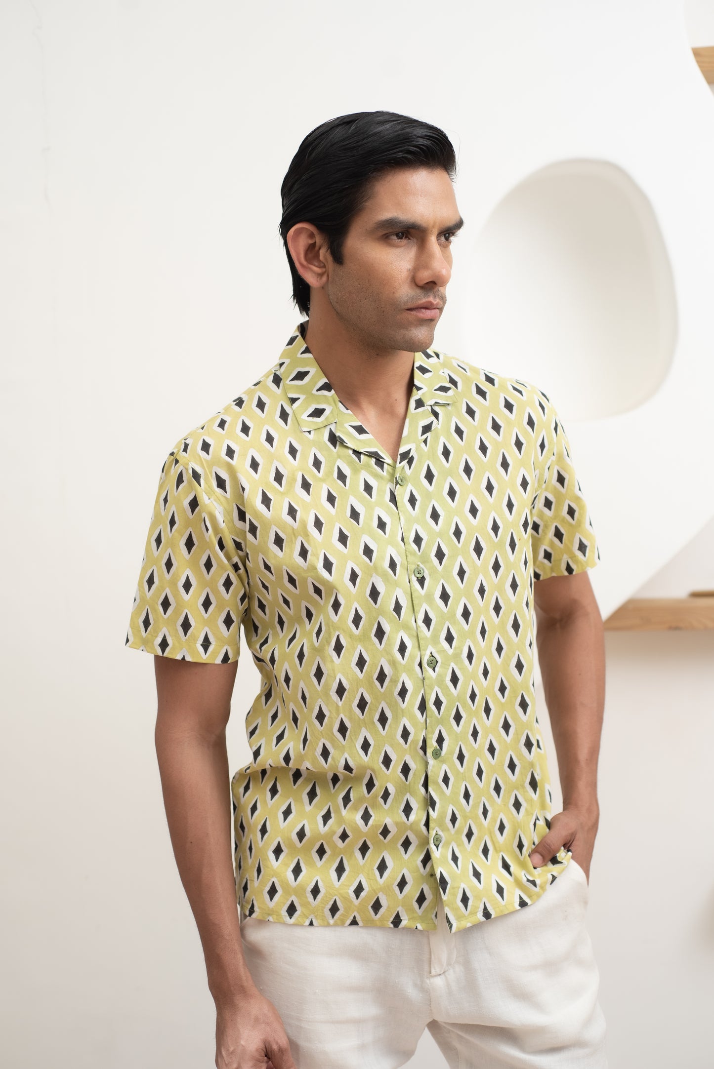 Safari Green Bowling Half Sleeve Shirt