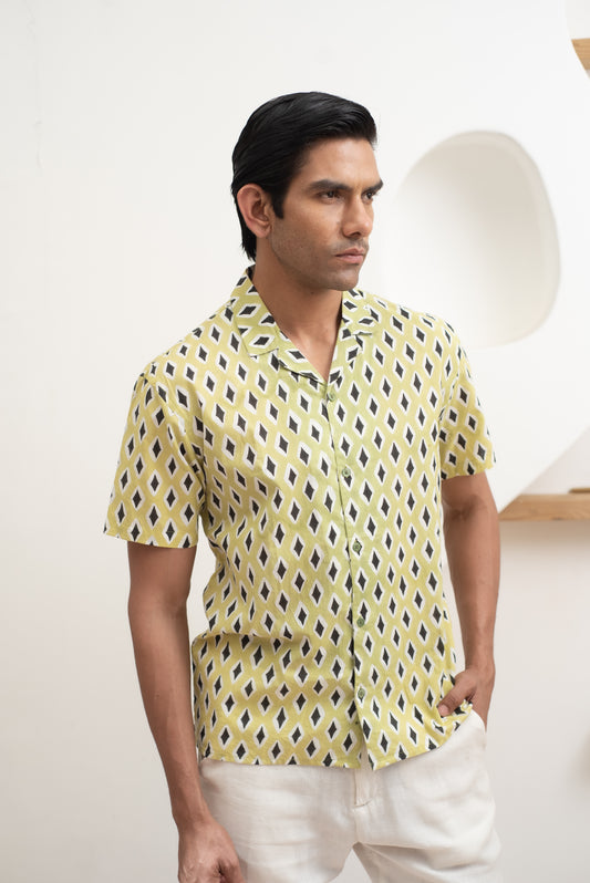 Safari Green Bowling Half Sleeve Shirt