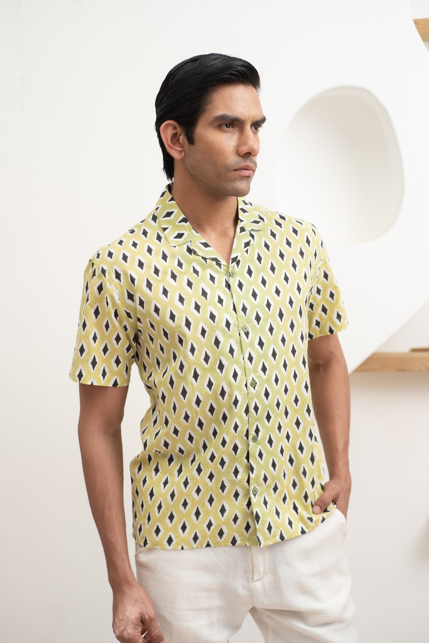 Safari Green Bowling Half Sleeve Shirt