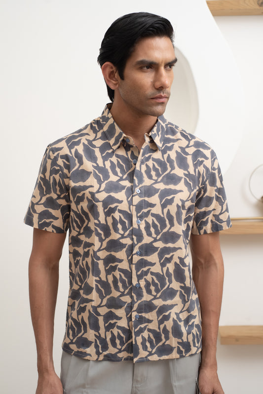 Blue Leaf Half Sleeve Shirt
