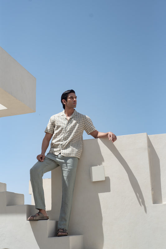 Diamond Stripe Bowling Half Sleeve Shirt