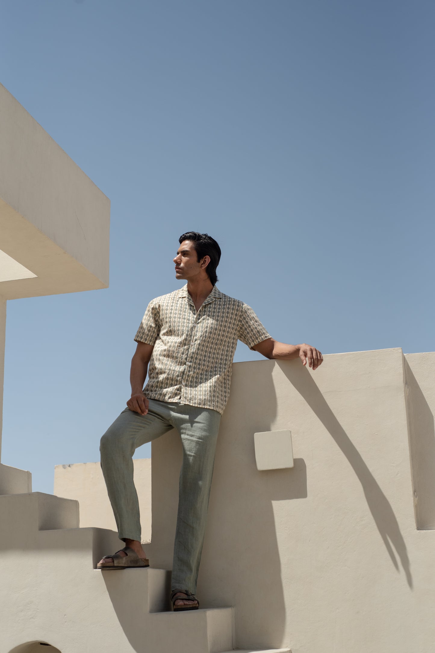 Diamond Stripe Bowling Half Sleeve Shirt