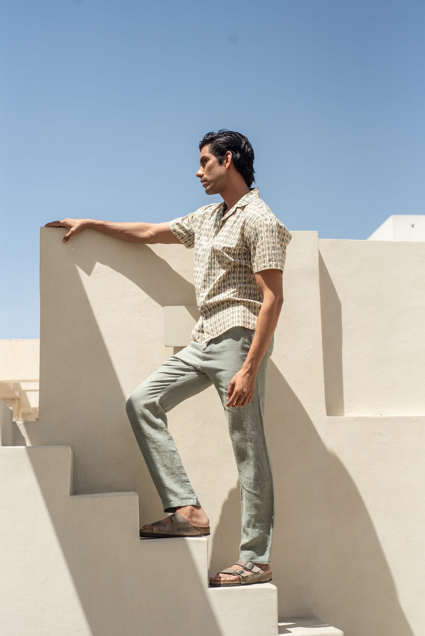 Diamond Stripe Bowling Half Sleeve Shirt