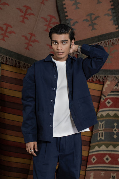 Thar Cotton Overshirt-Navy Blue