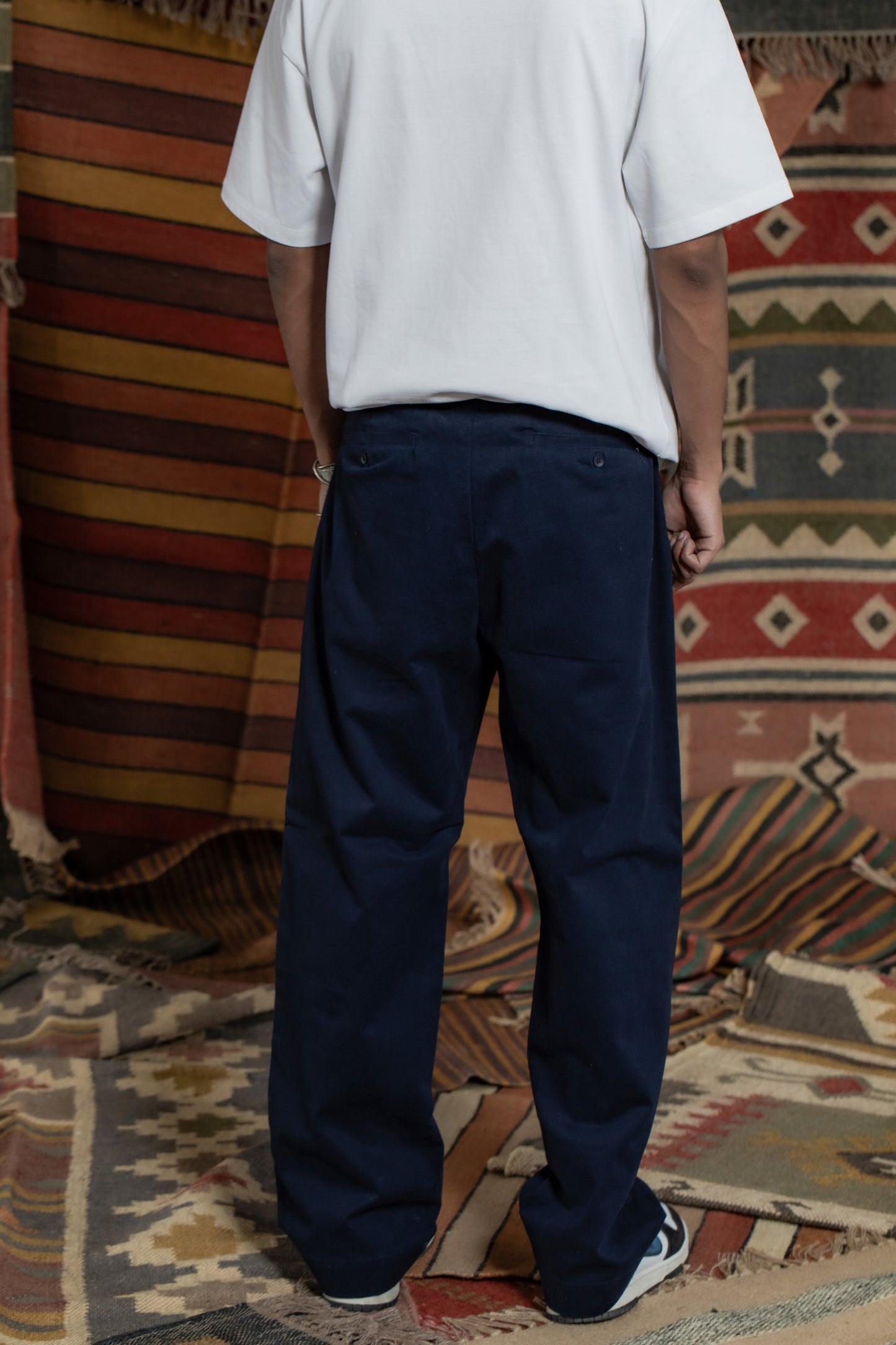 Osaka Cotton Trouser-Navy Blue