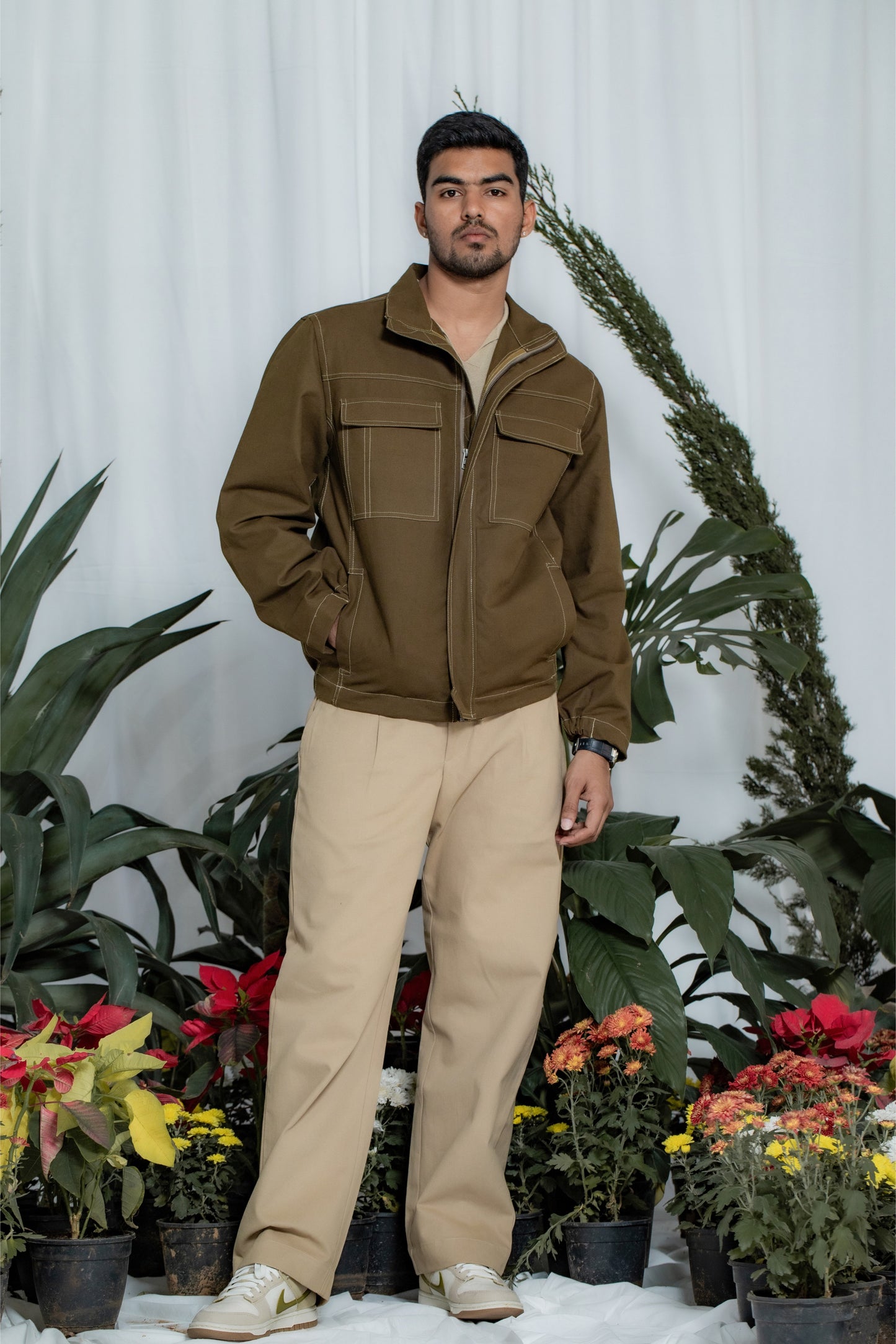 Leh Cotton Jacket-Olive Green