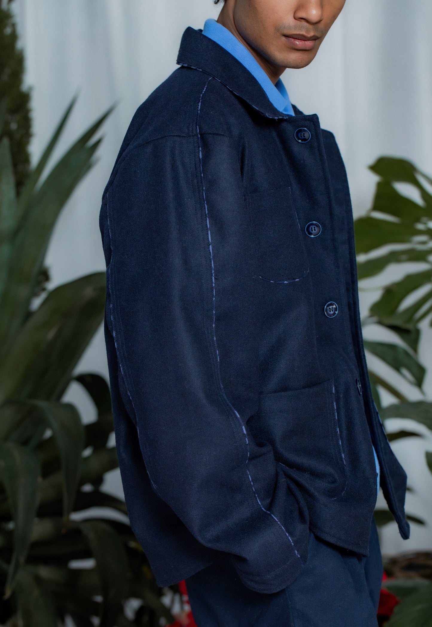 Kutch Wool Jacket-Navy Blue