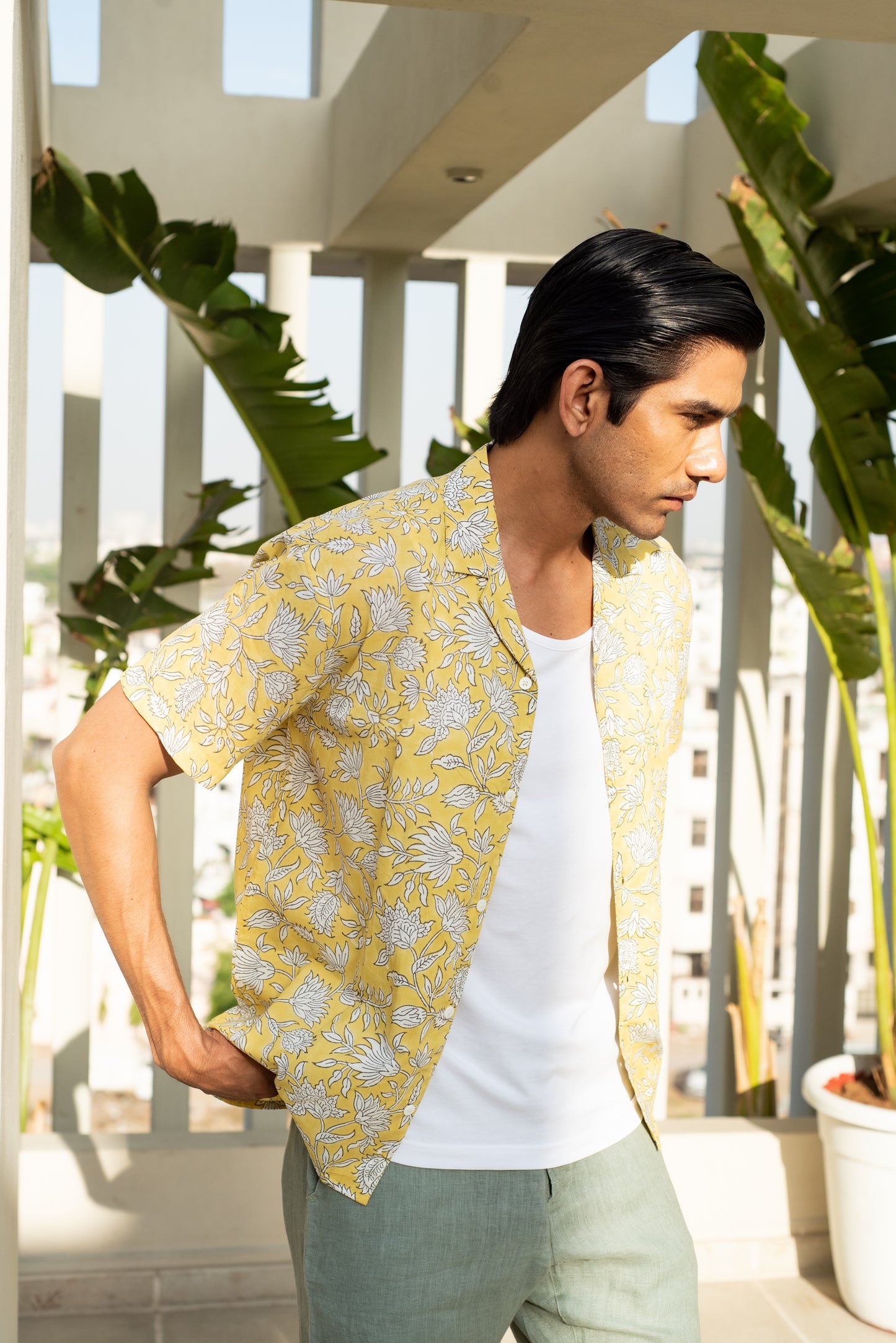 Celosia Lime Bowling Half Sleeve Shirt