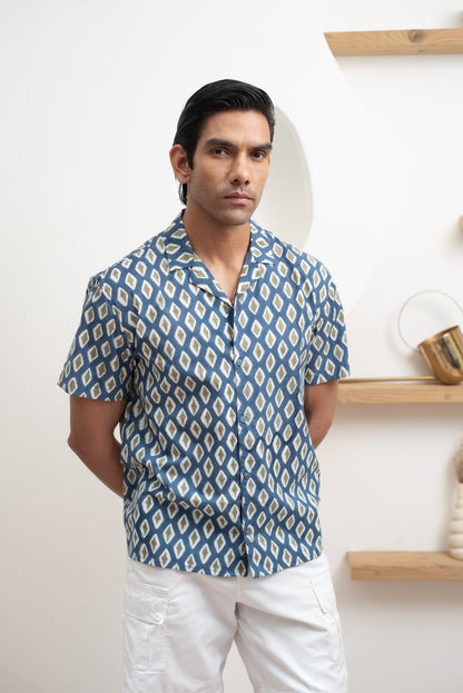Safari Blue Bowling Half Sleeve Shirt