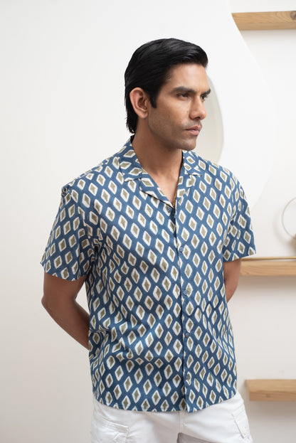 Safari Blue Bowling Half Sleeve Shirt