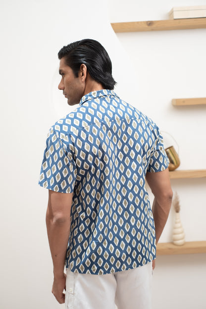 Safari Blue Half Sleeve Shirt