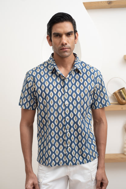 Safari Blue Half Sleeve Shirt