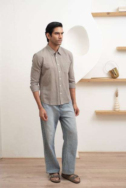 Stone Grey Full Sleeve Shirt